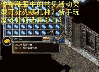 传奇私服中的常见活动类型可分为哪几种？新手玩家该如何选择参与？