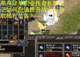 葫芦娃单职业传奇私服新手如何快速提升战力与获取稀有装备？